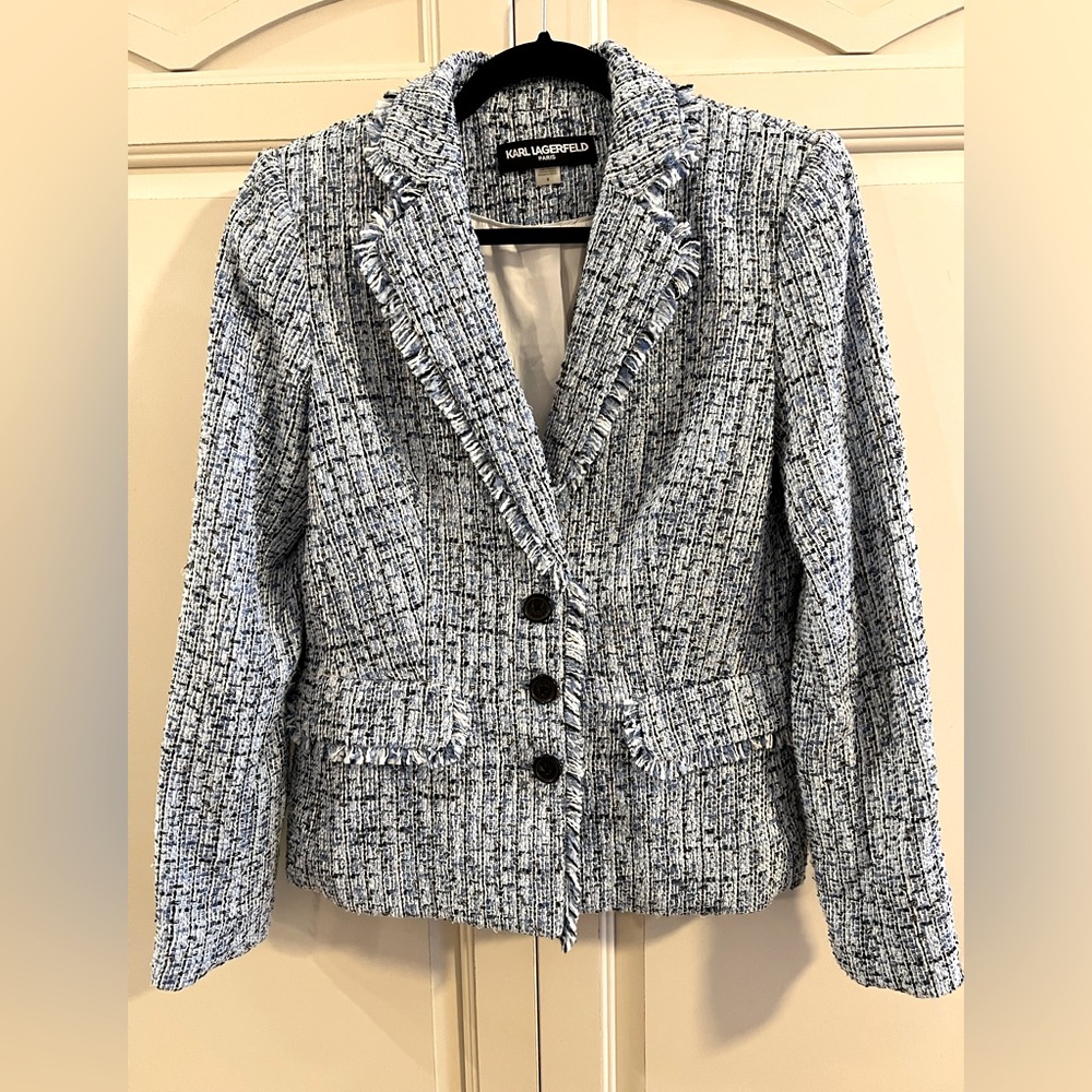 Karl Largerfeld blue tweed jacket